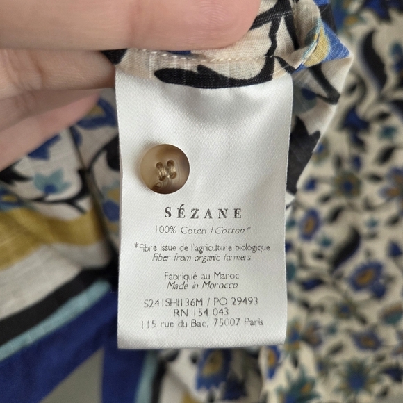 Sezane x Momoni Maxy Shirt in Arabesque Blue size 36 - Picture 10 of 11